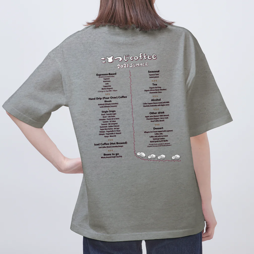 こひつじcoffeeの表：「ひ」 裏：メニュー2021夏/こひつじcoffee Oversized T-Shirt