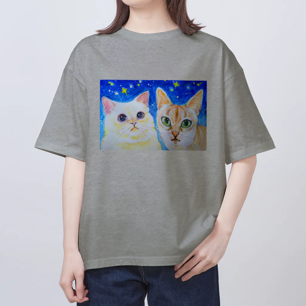 harupink🌸ペット似顔絵illustの『夜のお散歩』 オーバーサイズTシャツ