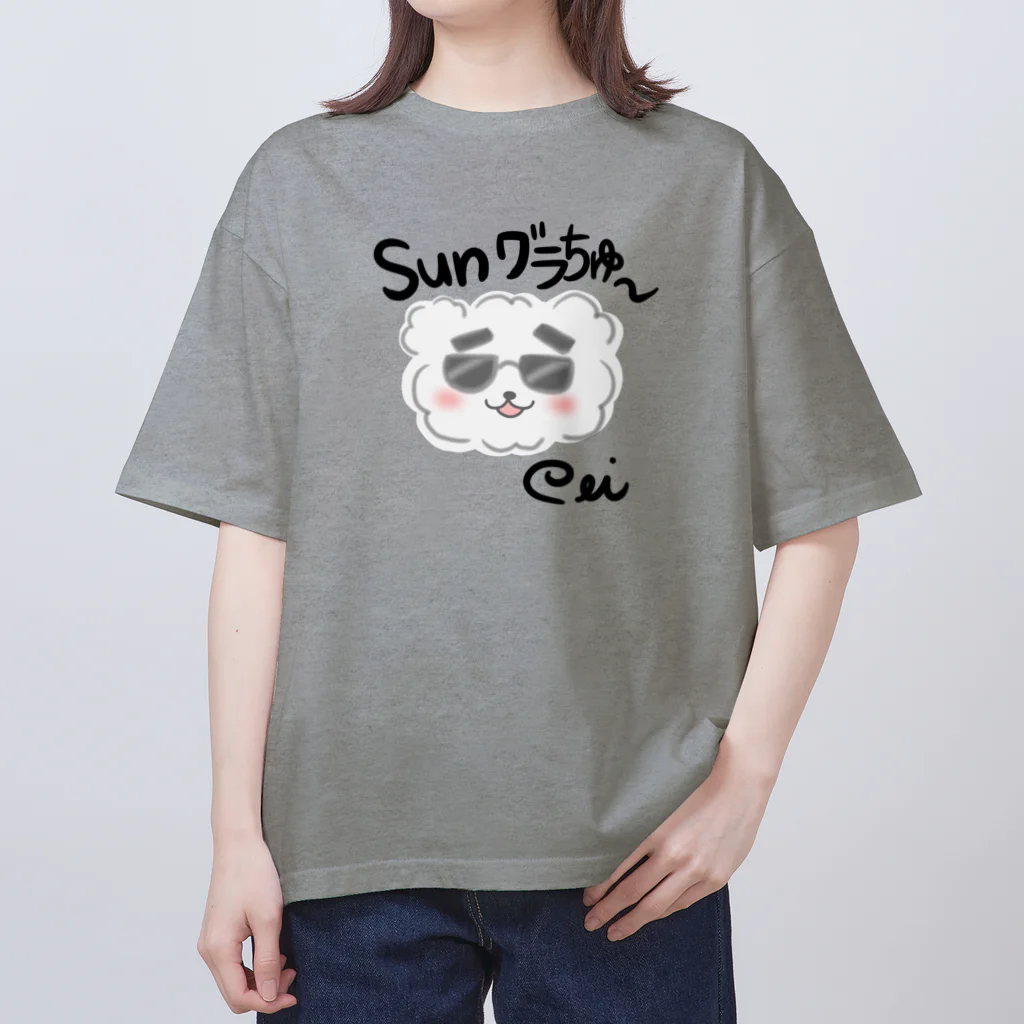 P_aquaのサングラチュー（黒文字Ver） Oversized T-Shirt