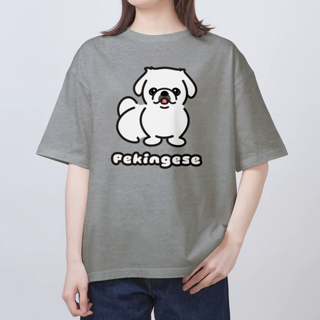 ペキニーズくらぶ（SUZURI支店）のペキニーズ・ホワイト（サマーカット）（全身） Oversized T-Shirt