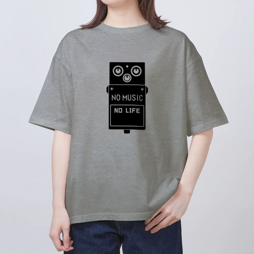 QUQU_WORKSのノーミュージックノーライフ エフェクターデザイン ブラック オーバーサイズTシャツ