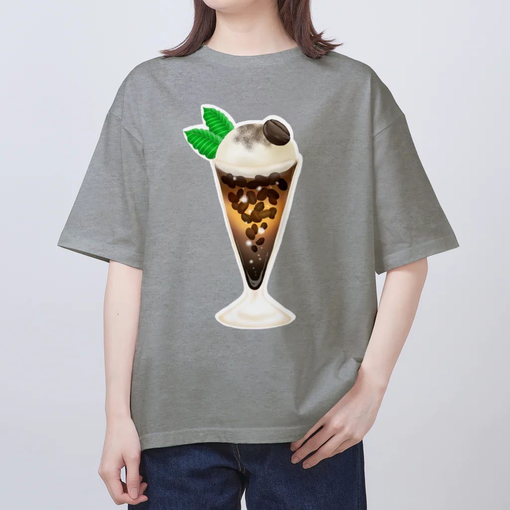 西瓜珈琲のコーヒー豆のコーヒーフロート オーバーサイズTシャツ