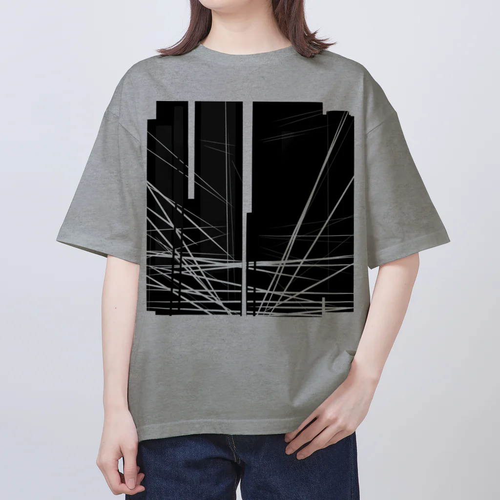 【松】黒金アートこぎん和紙和柄の96005黒シリーズblack Oversized T-Shirt