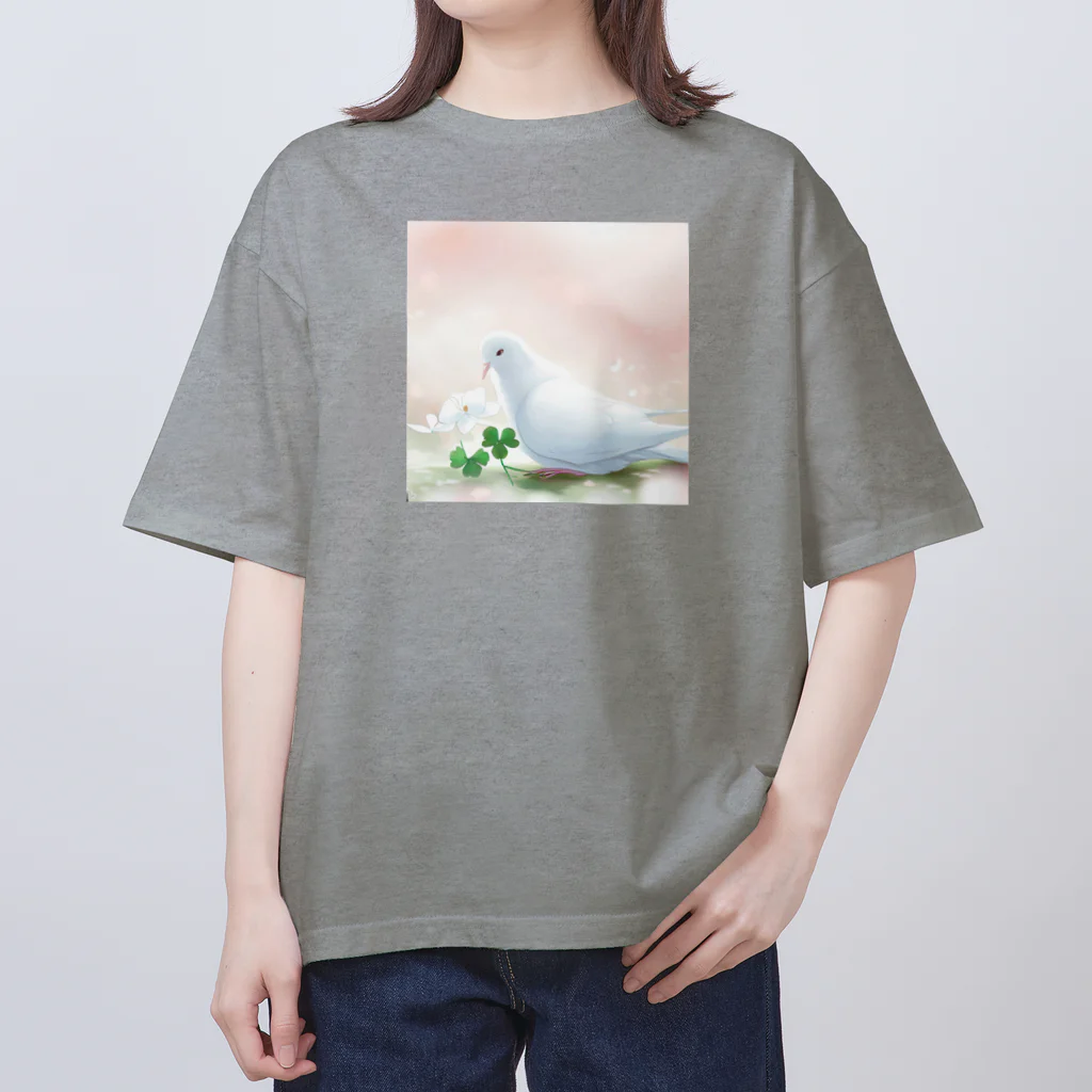 こりすまるの夢幻　鳩　和み オーバーサイズTシャツ