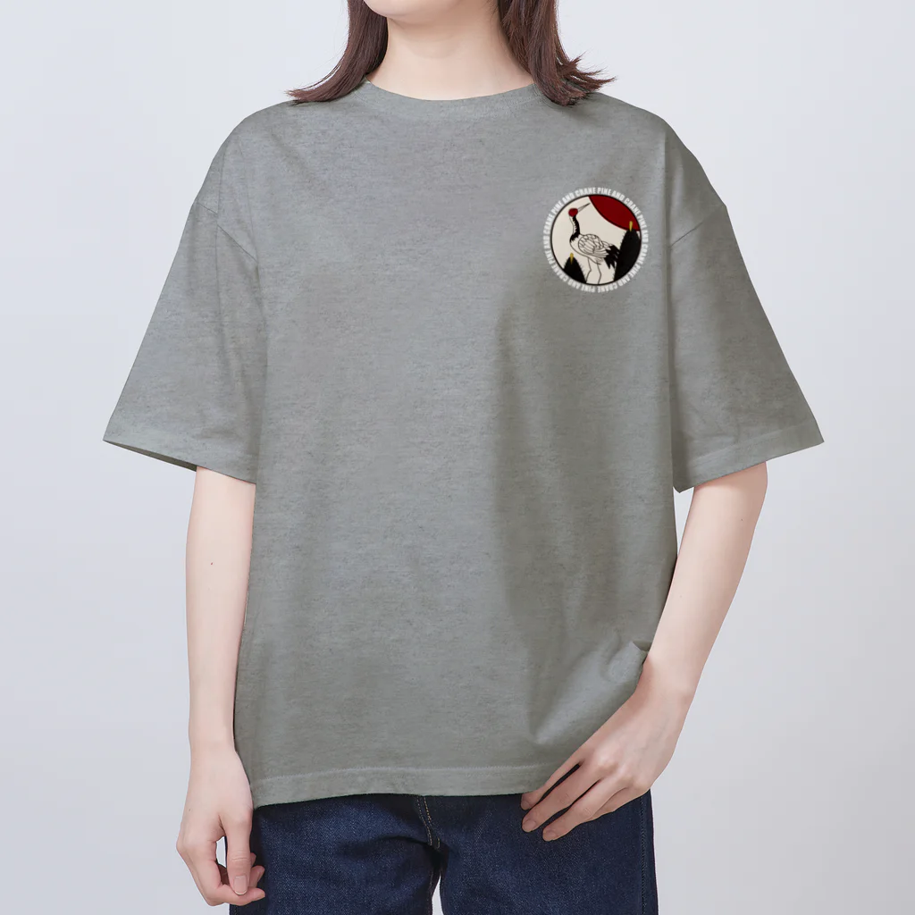 WebArtsのHanafuda January Design "Pine and Crane" 一月の花札「松に鶴」 Oversized T-Shirt