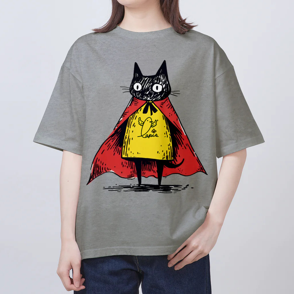 Lapis SHOPの黒猫ヒーロー Oversized T-Shirt