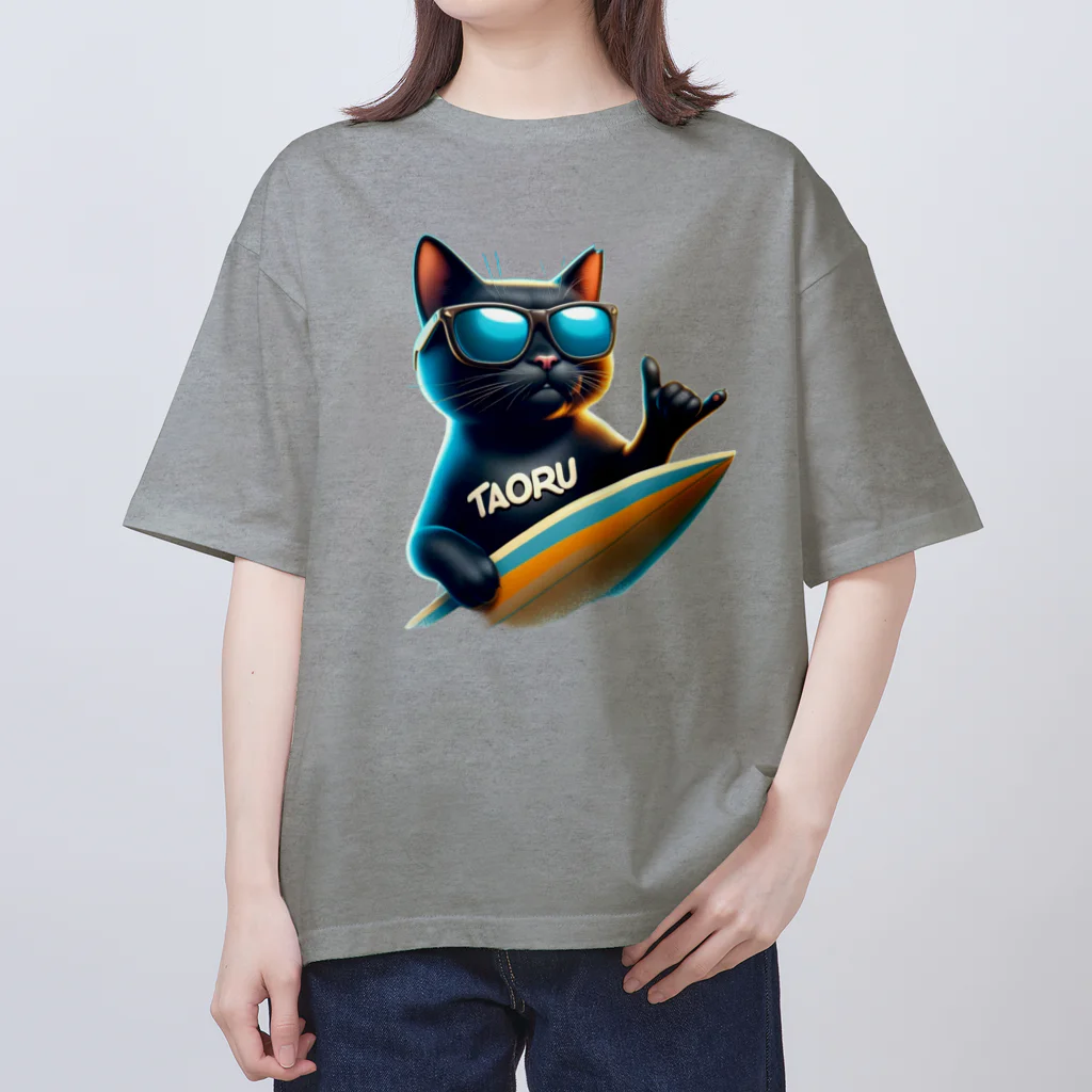 黒猫TAORU保護猫徒然日記帳の黒猫タオル♪ オーバーサイズTシャツ