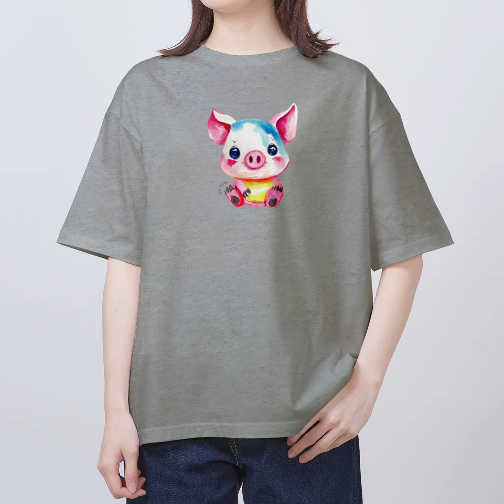 まみおデザインのso cute こぶたちゃん オーバーサイズTシャツ