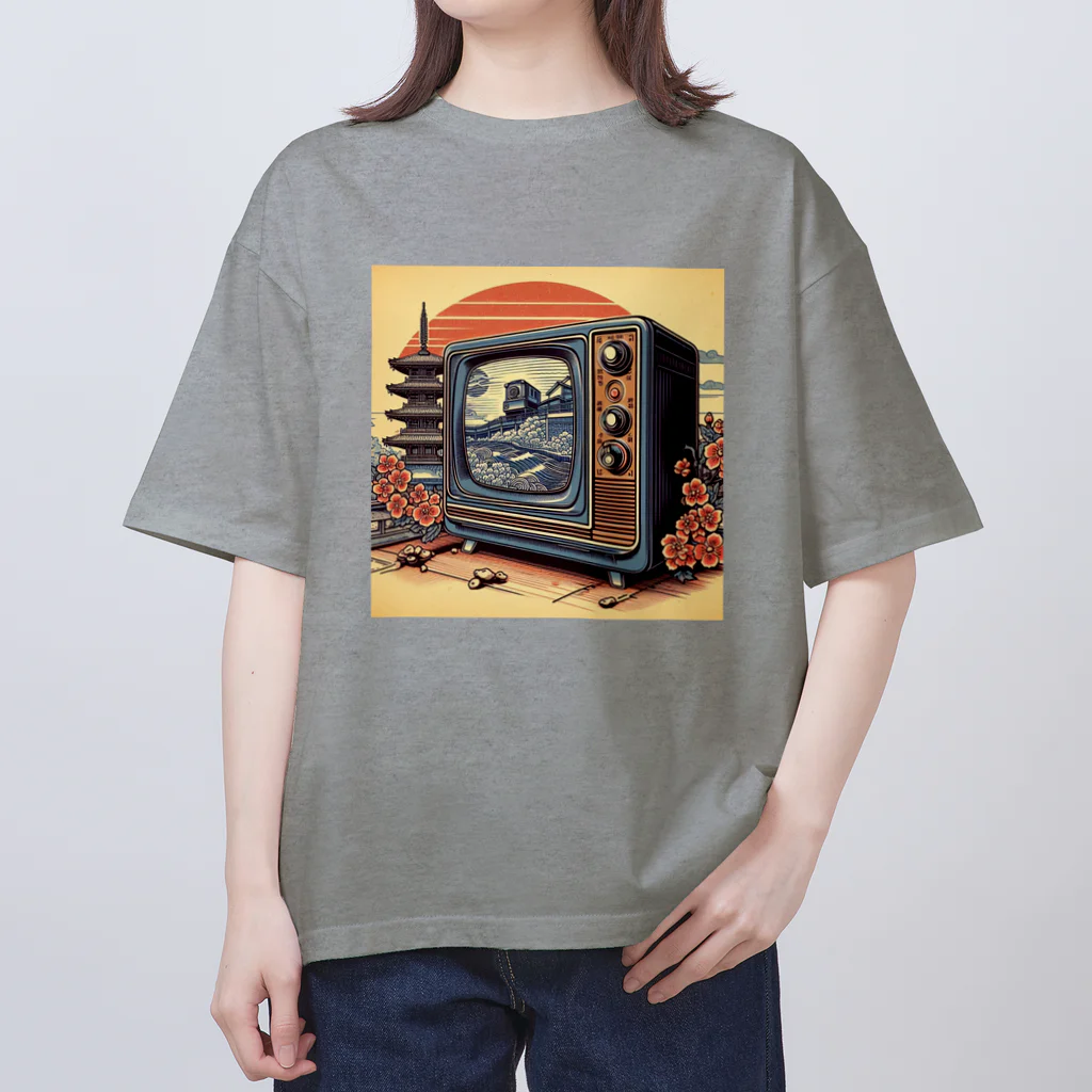 日本の風景 COOL JAPANの日本の風景:高度成長期の家電製品「テレビ」、Japanese scenery: Television, a home appliance during the period of high growth Oversized T-Shirt