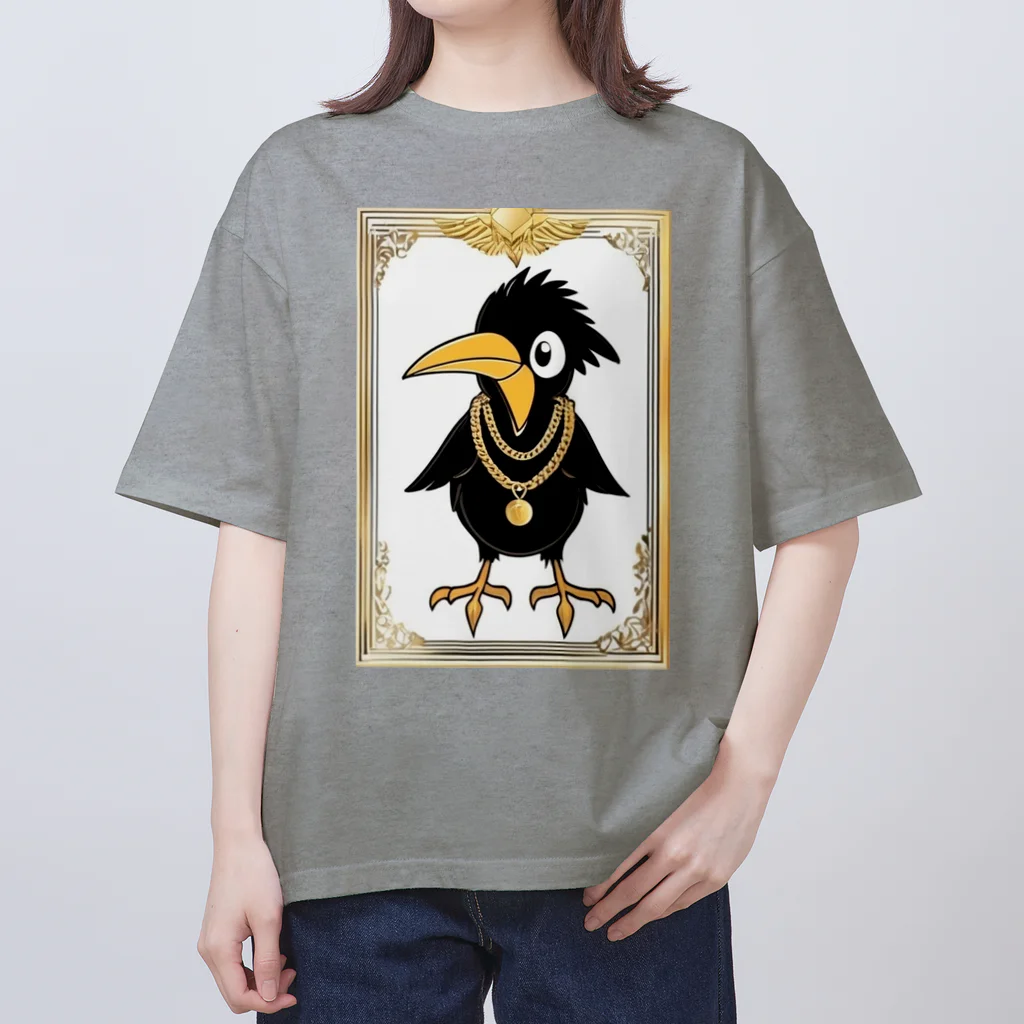 鴉番組公式SHOPの鴉キャラクター。カラスチャンネルオリジナルデザイン。 Oversized T-Shirt