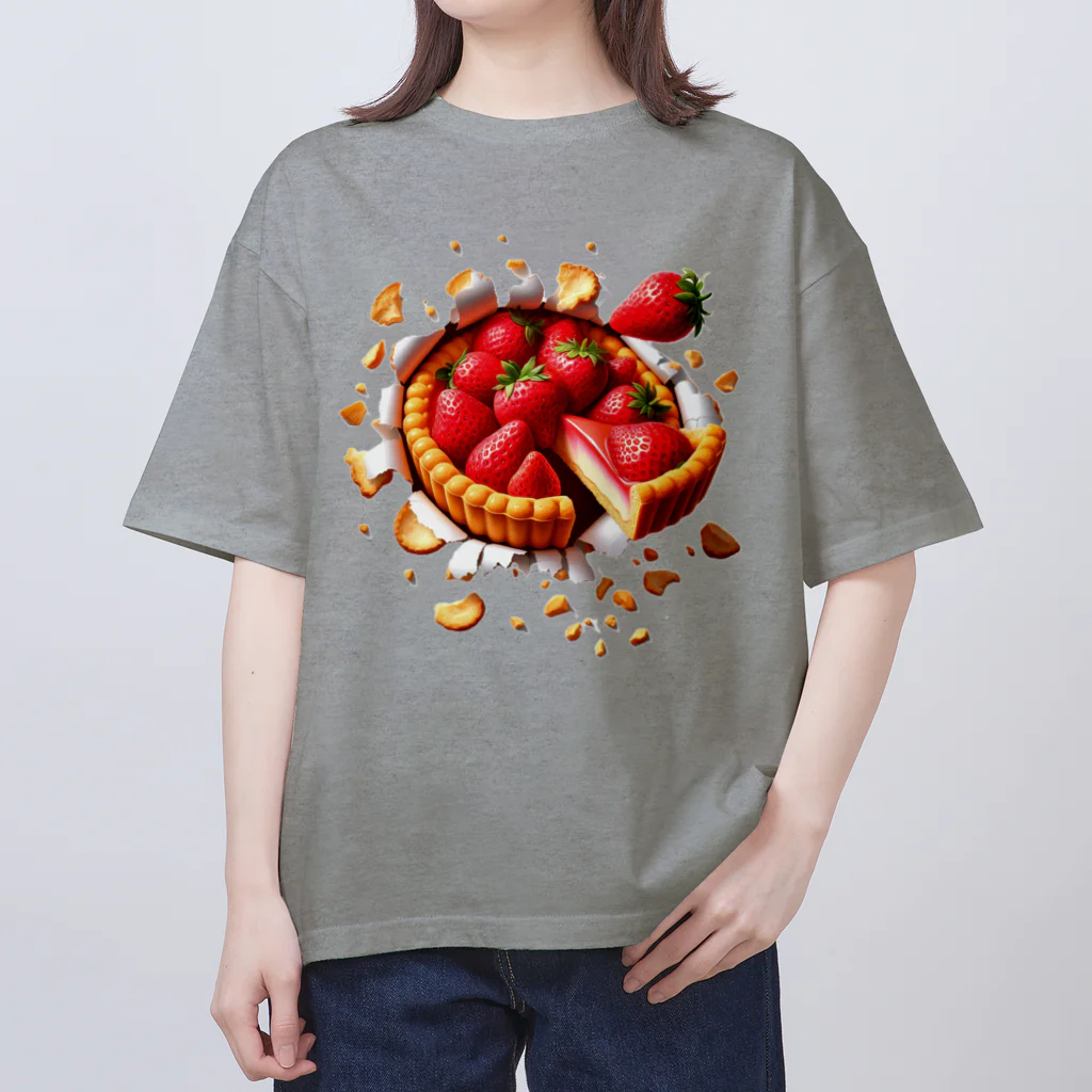 nekotama0224の飛び出すイチゴタルト Oversized T-Shirt