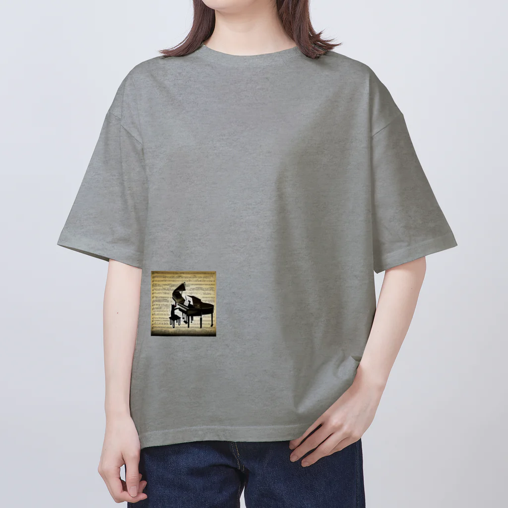 million-mindのピアノを弾く黒猫 オーバーサイズTシャツ