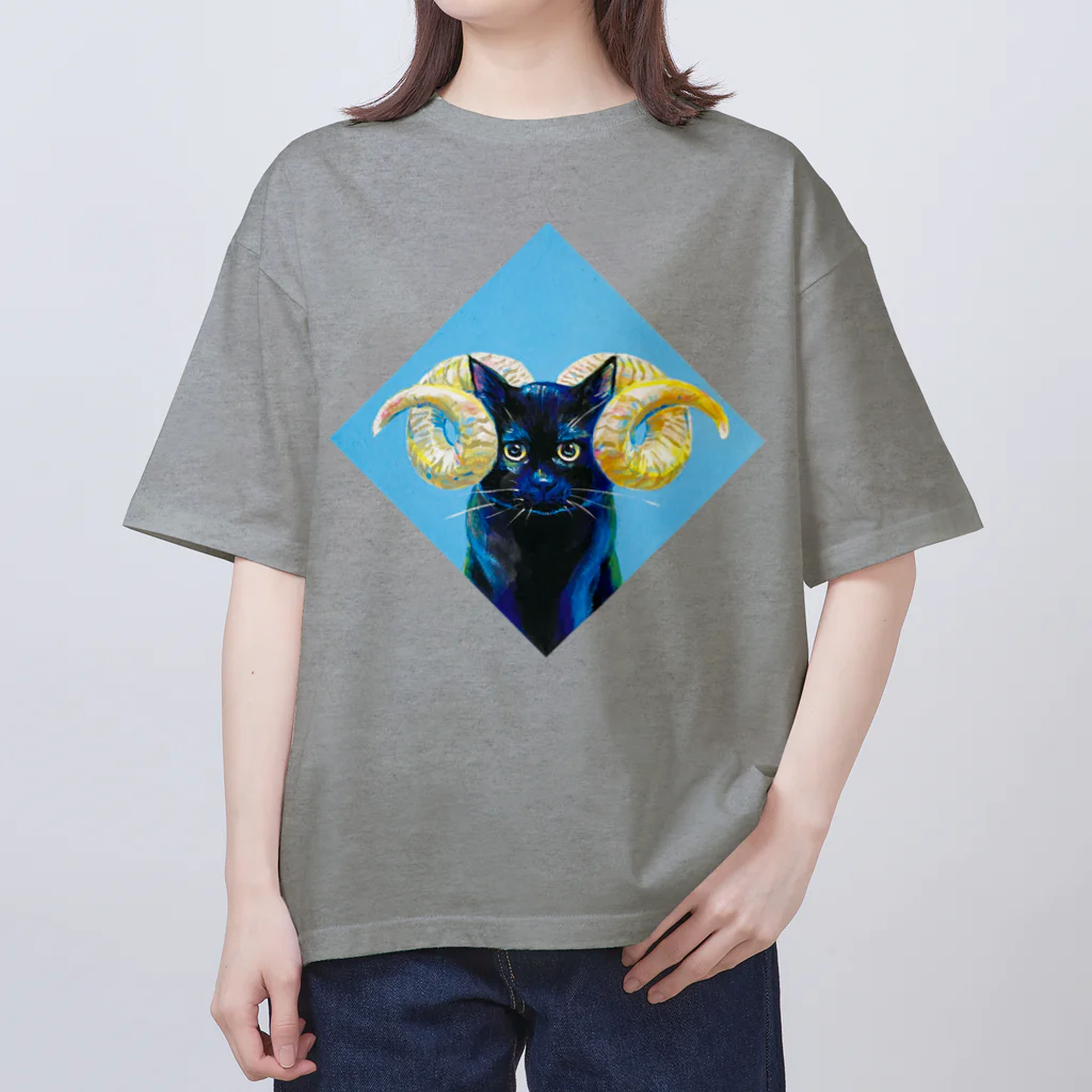HB eichibiiのhorned cat（ヒツジ）（手描き） オーバーサイズTシャツ