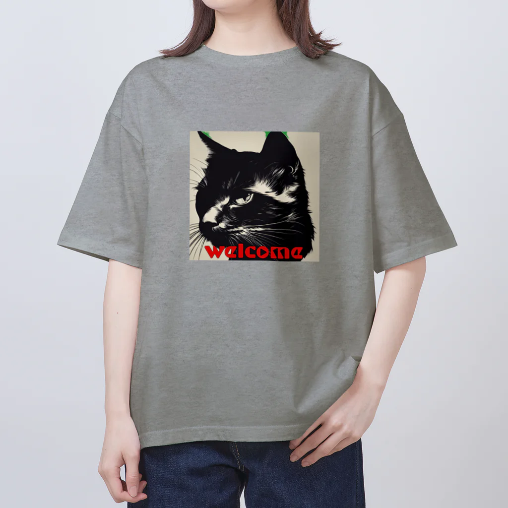 kk-welcomeの黒猫登場Ⅰ オーバーサイズTシャツ