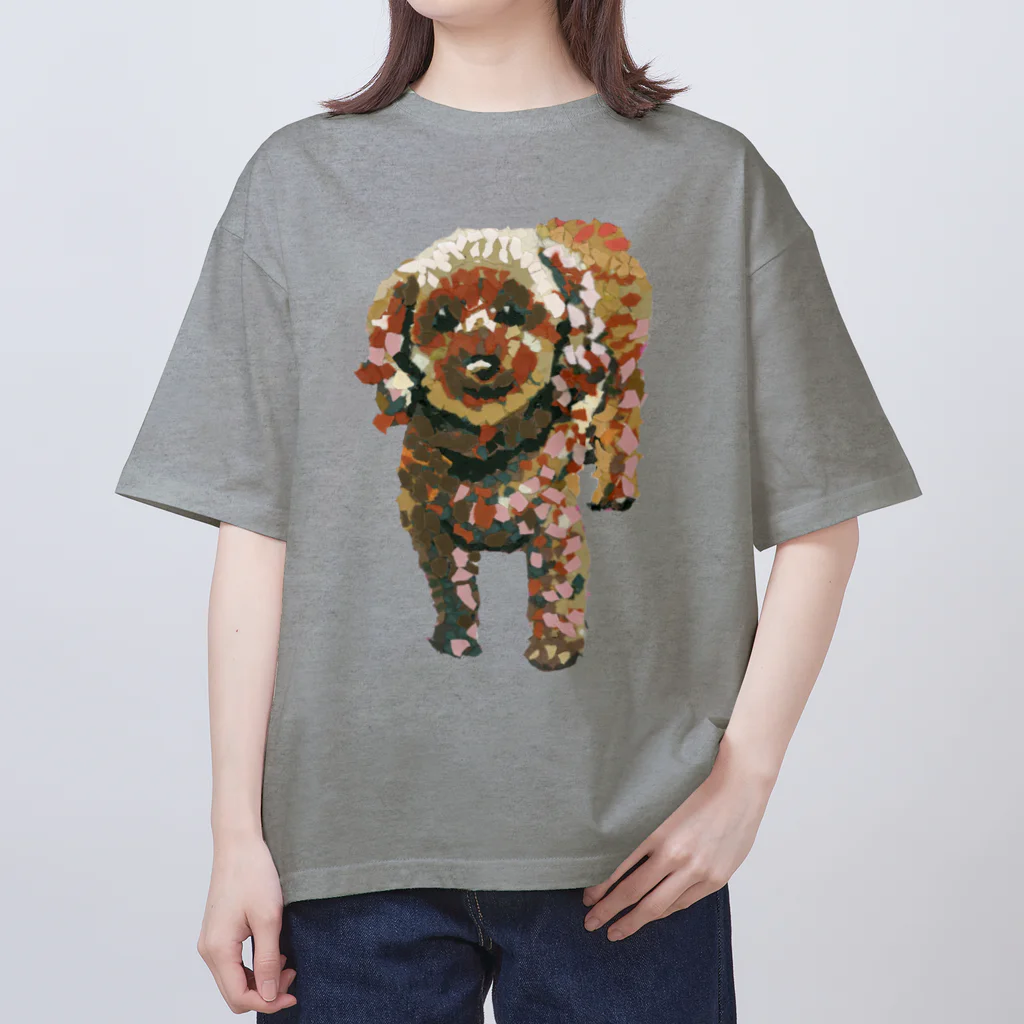 Yuhki | おばけのゆうき 公式オンラインショップ　【ちぎり絵・貼り絵のTシャツ・パーカー・スマホケース・バッグ・日用品・雑貨・文具・ドッグTシャツなど販売中】のトイプードルのよも(ちぎり絵) オーバーサイズTシャツ