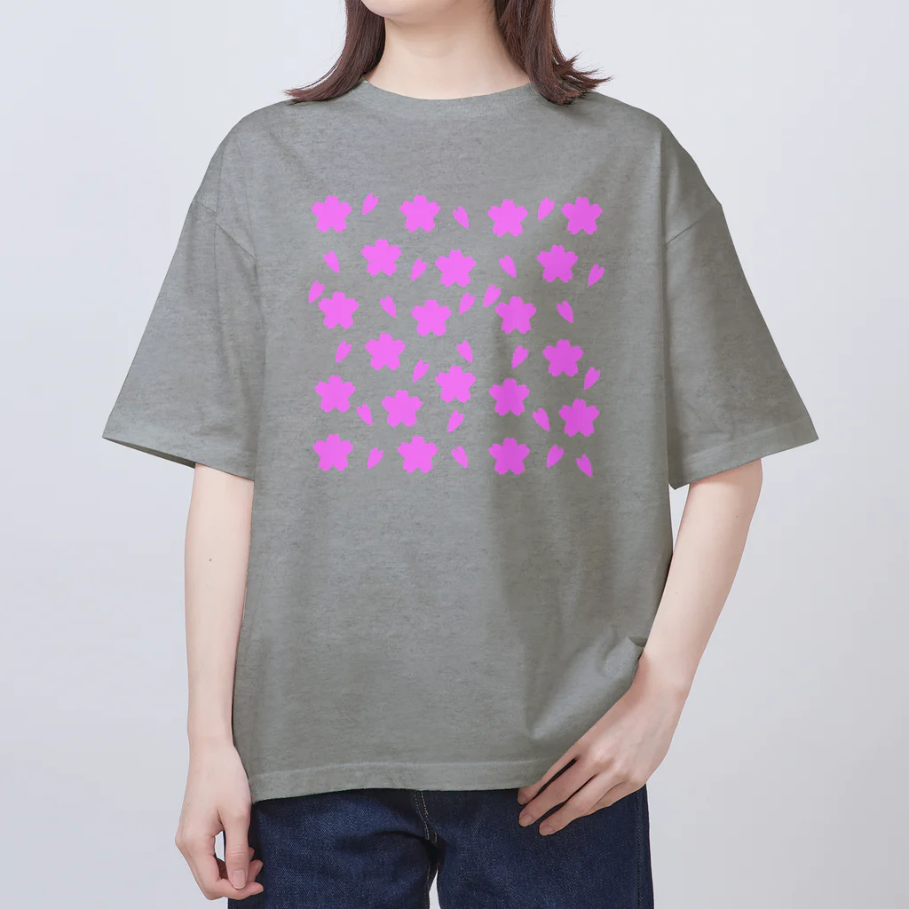 🐸かえるさんと仲間たち🐸の桜ひらひら オーバーサイズTシャツ