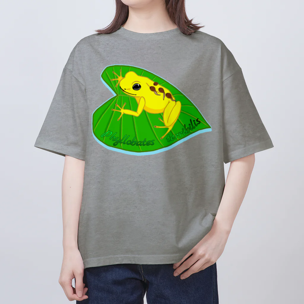 LalaHangeulのPhyllobates terribilis(猛毒吹矢ガエル)　英語バージョン オーバーサイズTシャツ