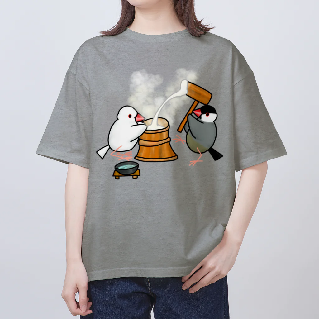 Lily bird（リリーバード）の餅つき文鳥ず オーバーサイズTシャツ