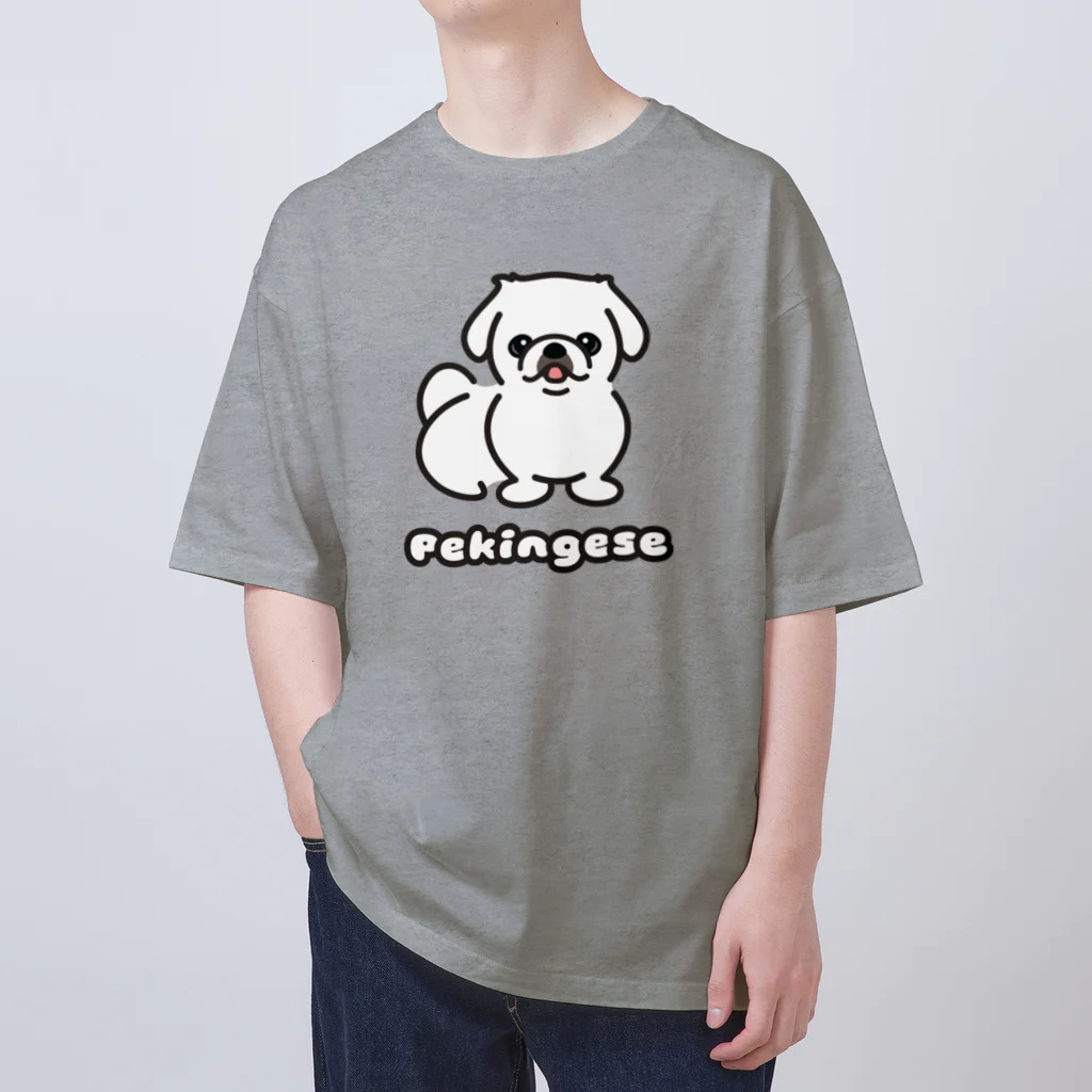 ペキニーズくらぶ（SUZURI支店）のペキニーズ・ホワイト（サマーカット）（全身） Oversized T-Shirt