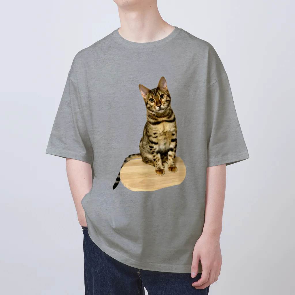 IKU-006のちょこんとお座り ベンガル猫の琥珀 オーバーサイズTシャツ