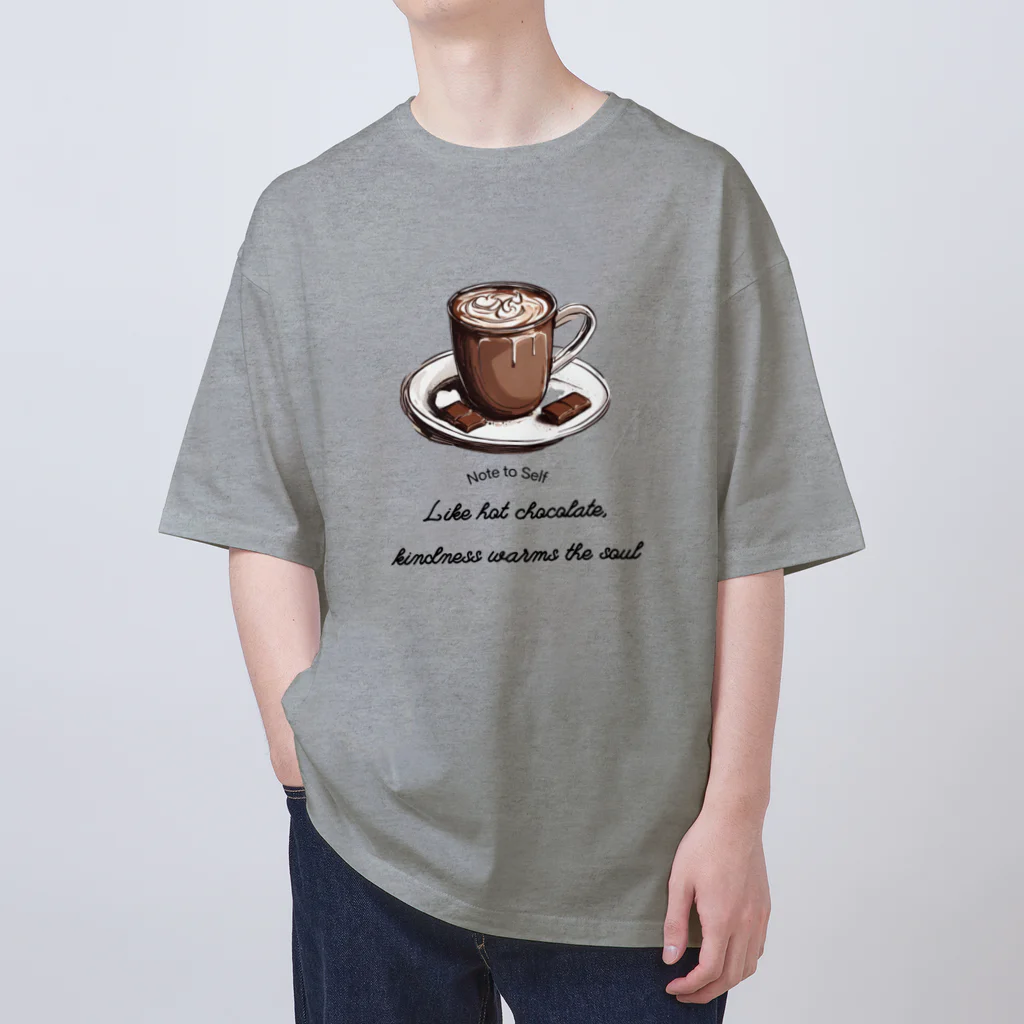 Love and peace to allのホットチョコレートとメッセージ Oversized T-Shirt