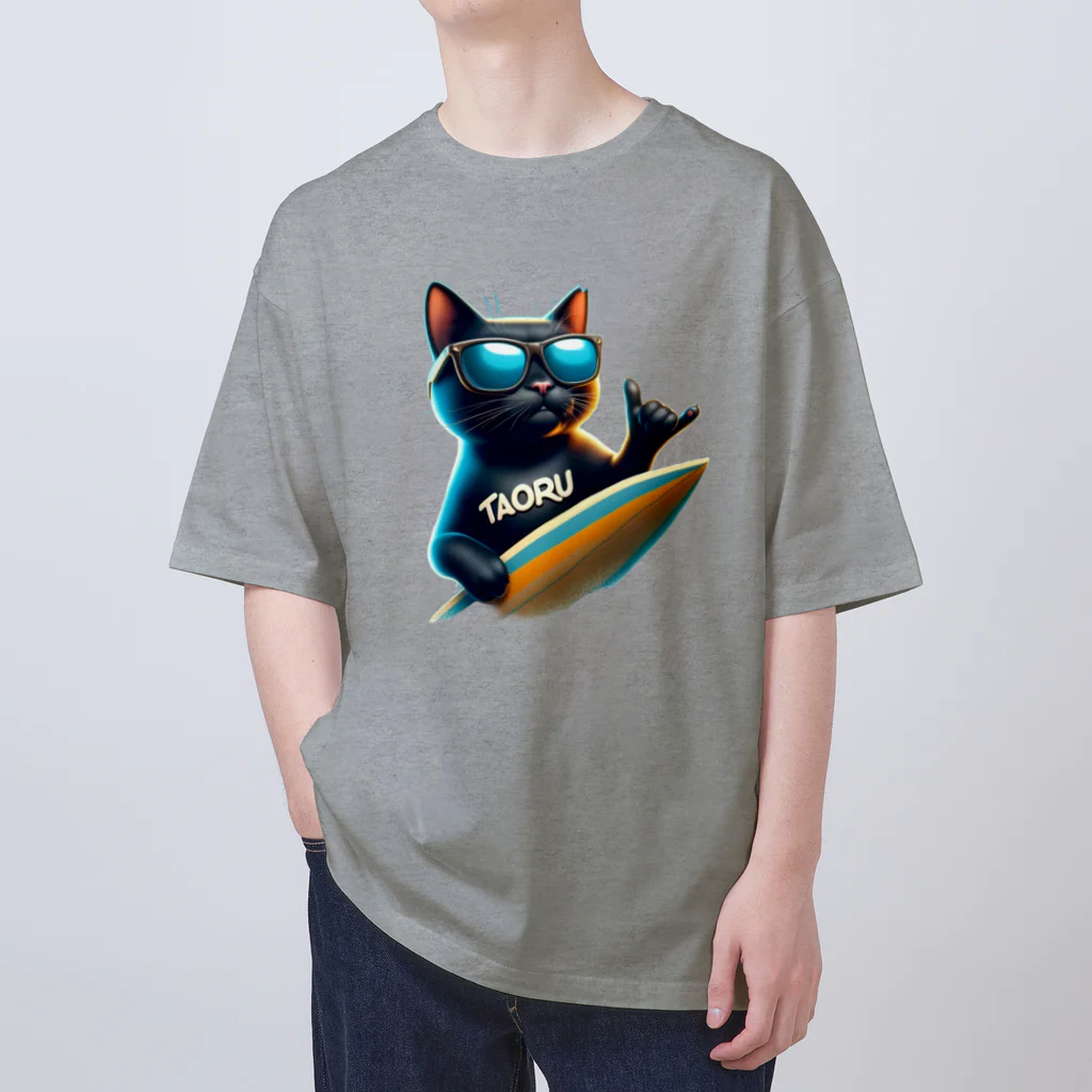 黒猫TAORU保護猫徒然日記帳の黒猫タオル♪ オーバーサイズTシャツ