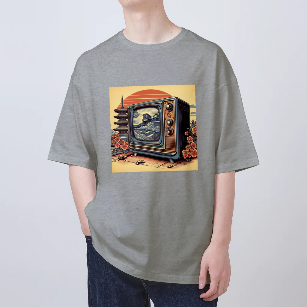 日本の風景 COOL JAPANの日本の風景:高度成長期の家電製品「テレビ」、Japanese scenery: Television, a home appliance during the period of high growth Oversized T-Shirt