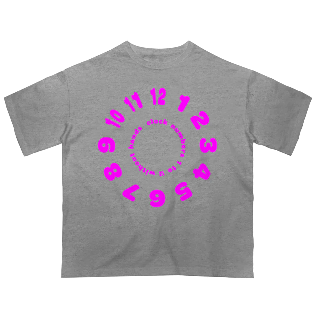 PyriteDesignのclock numbers 1 to 12 without hands【Tshirt】【Design Color : Pink】【Design Print : Front】 オーバーサイズTシャツ