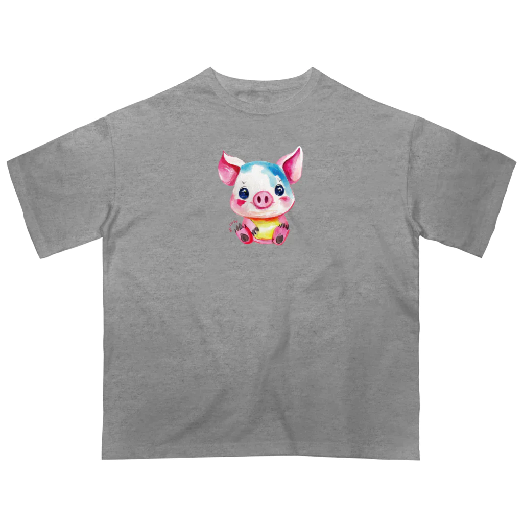 まみおデザインのso cute こぶたちゃん オーバーサイズTシャツ