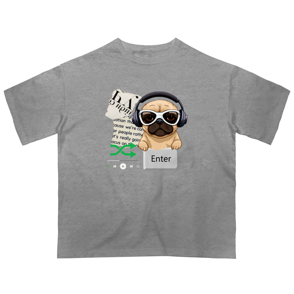 CHIBE86の「Music Pug」 Oversized T-Shirt