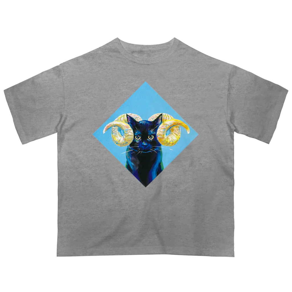 HB eichibiiのhorned cat（ヒツジ）（手描き） オーバーサイズTシャツ