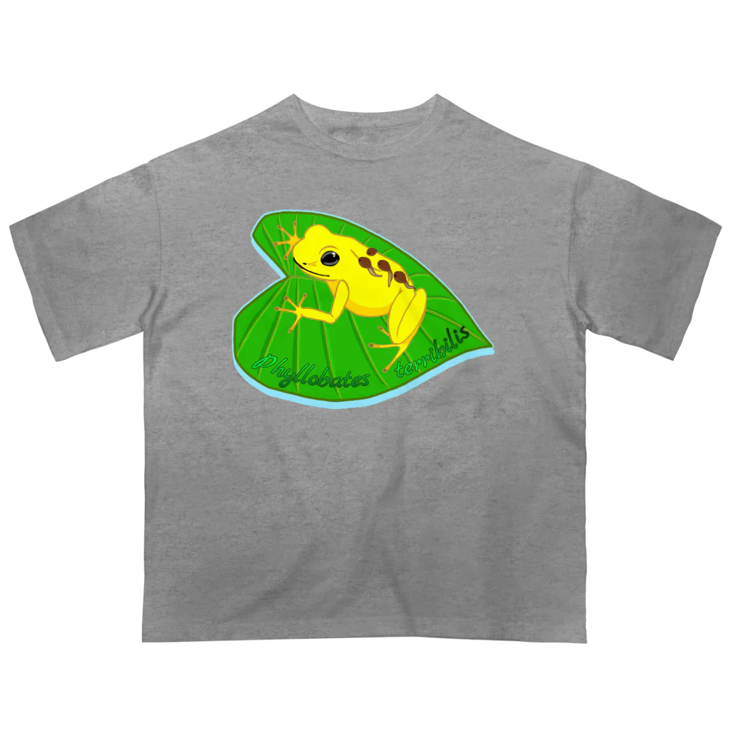 LalaHangeulのPhyllobates terribilis(猛毒吹矢ガエル)　英語バージョン オーバーサイズTシャツ