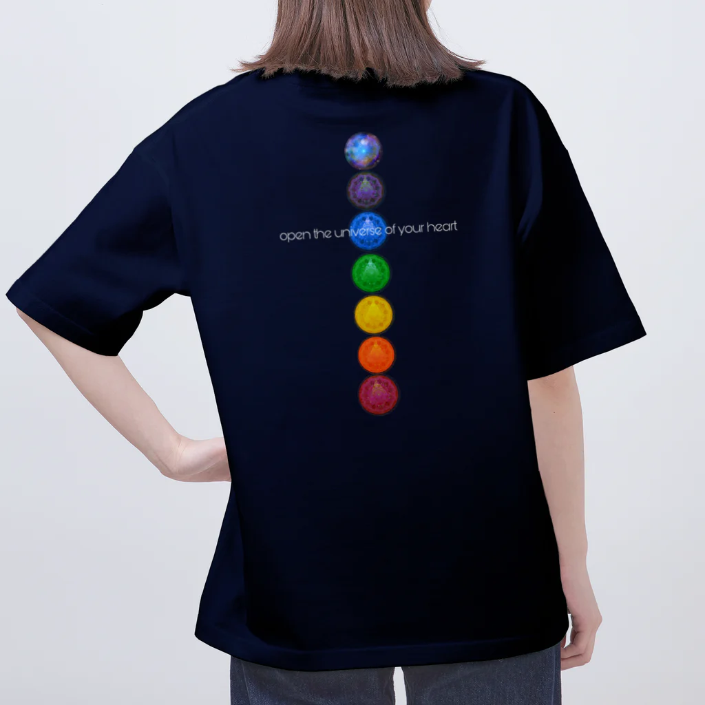 💖宇宙整体♪🌈♪こころからだチャンネル♪💖の宇宙曼荼羅cakraバランスレインボー オーバーサイズTシャツ
