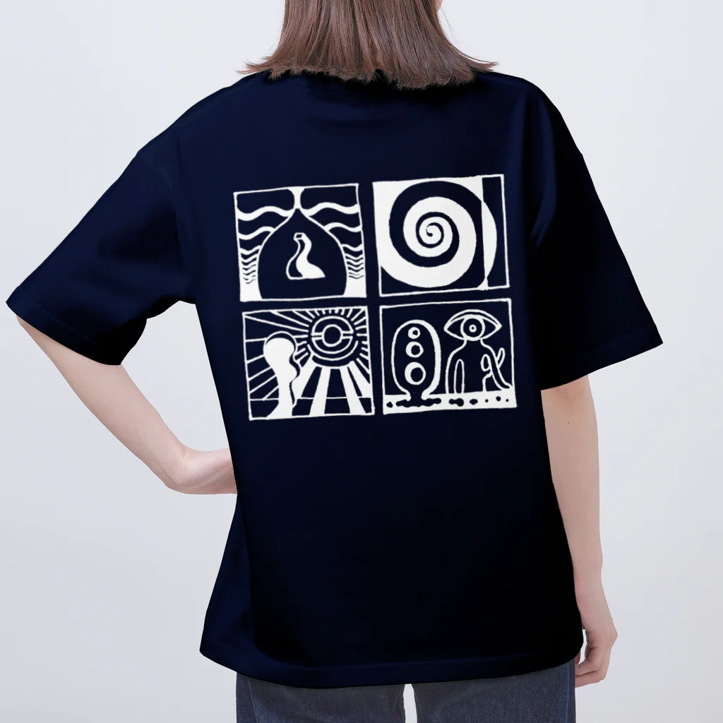 太陽の眼の太陽の眼 文字絵(白/背面) オーバーサイズTシャツ