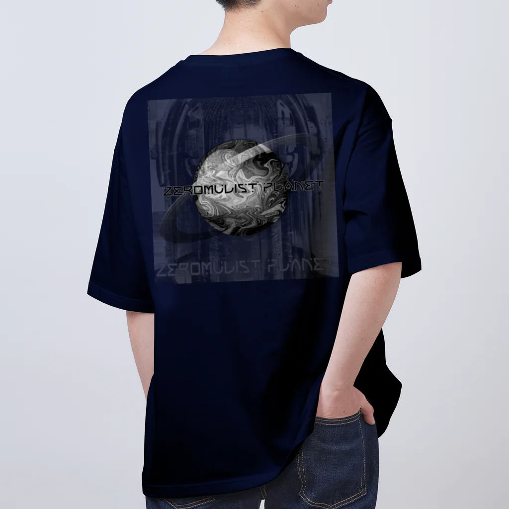 Aimurist のZeromulist planet IAM モノクロ オーバーサイズTシャツ