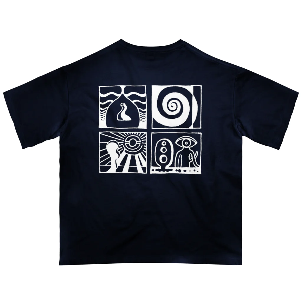 太陽の眼の太陽の眼 文字絵(白/背面) オーバーサイズTシャツ