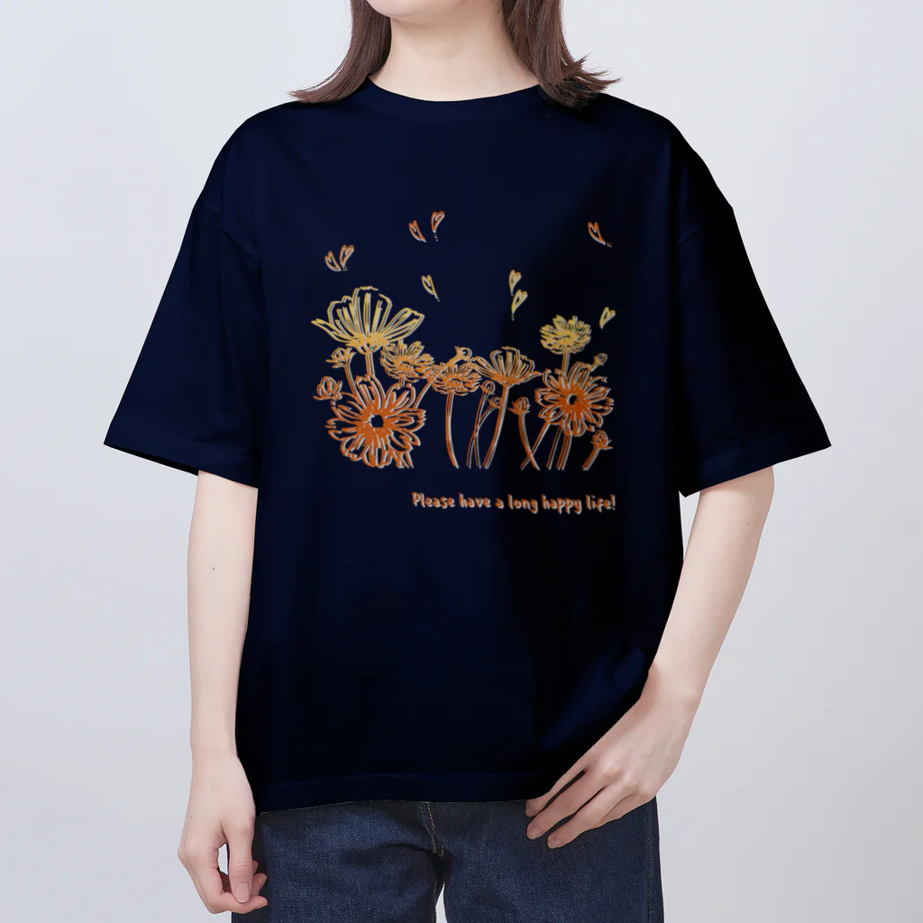 SU-KUの幸せな人生を！(オレンジ系) オーバーサイズTシャツ