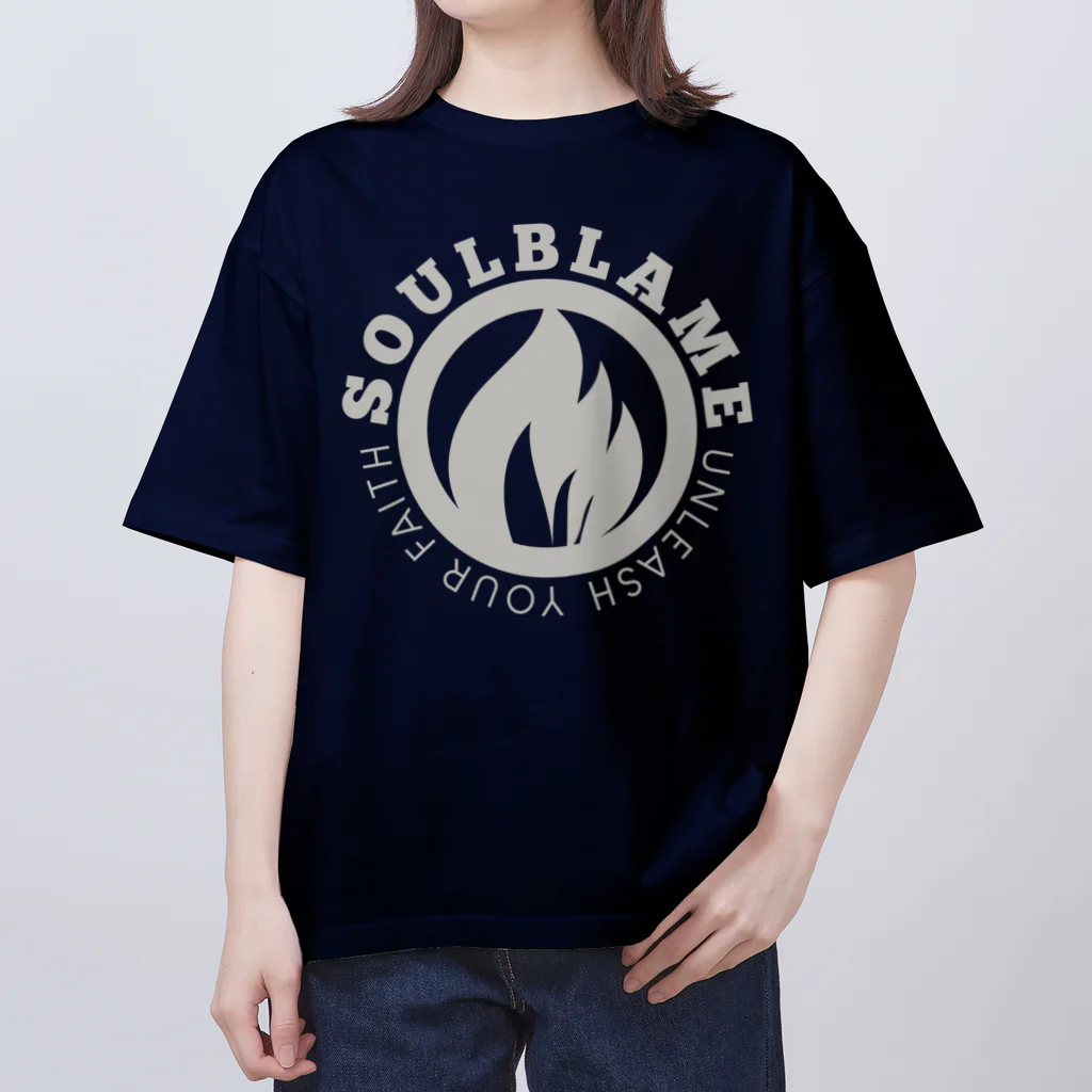 SOULBLAMEのCIRCLE LOGO GRAY TEE IN NAVY Oversized T-Shirt