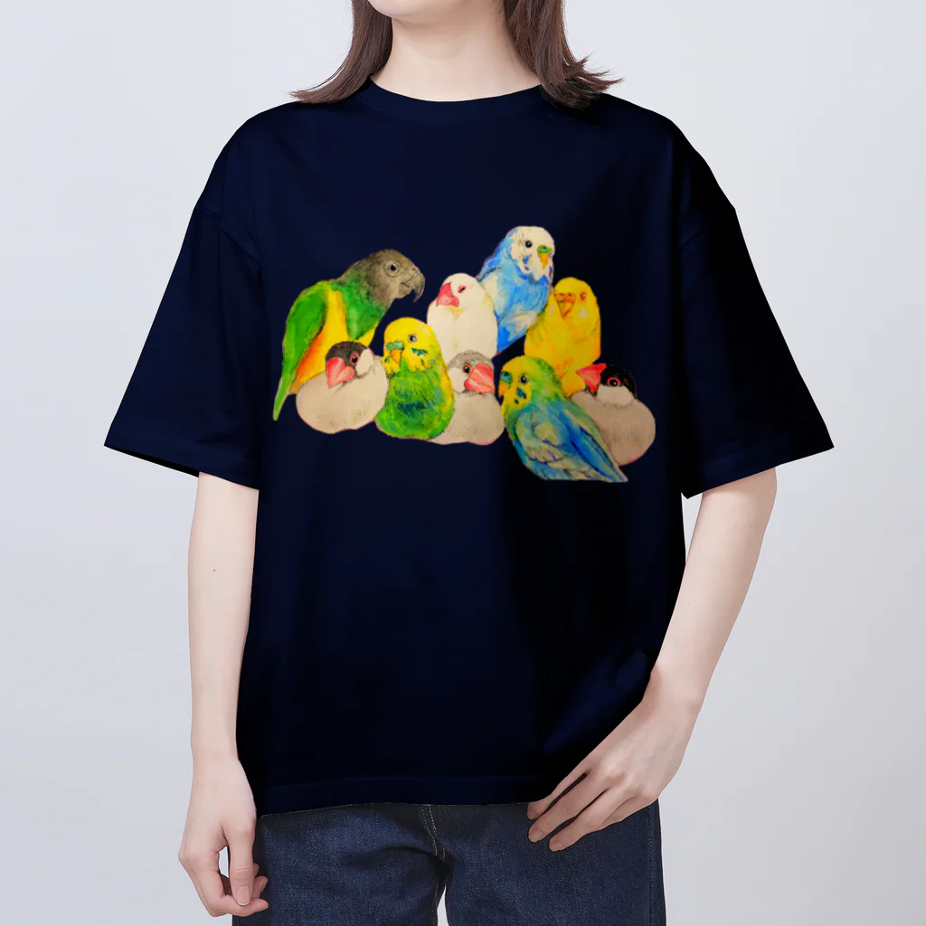 harupink🌸ペット似顔絵illustのだいすき仲良し鳥さんズ オーバーサイズTシャツ