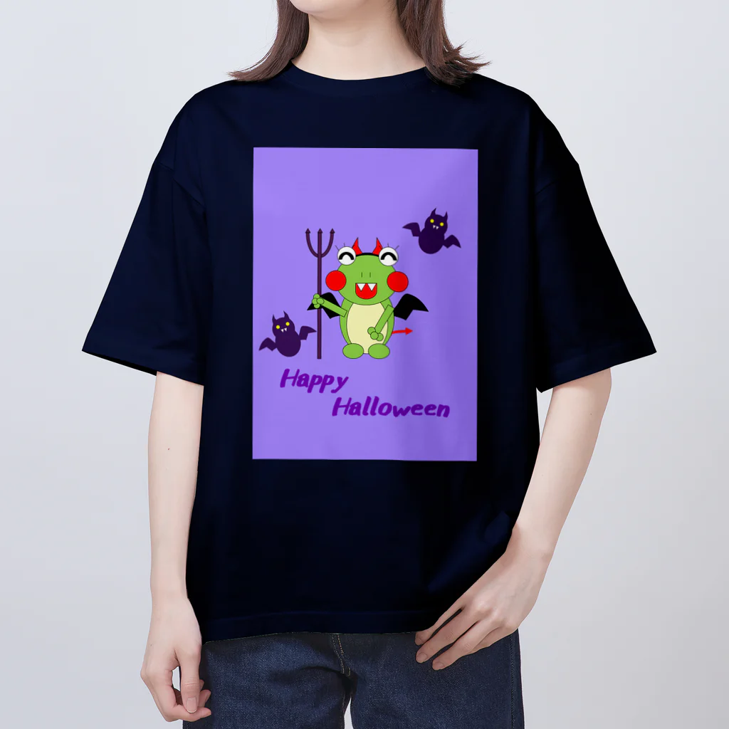 🐸かえるさんと仲間たち🐸のハロウィン　コウモリママ Oversized T-Shirt