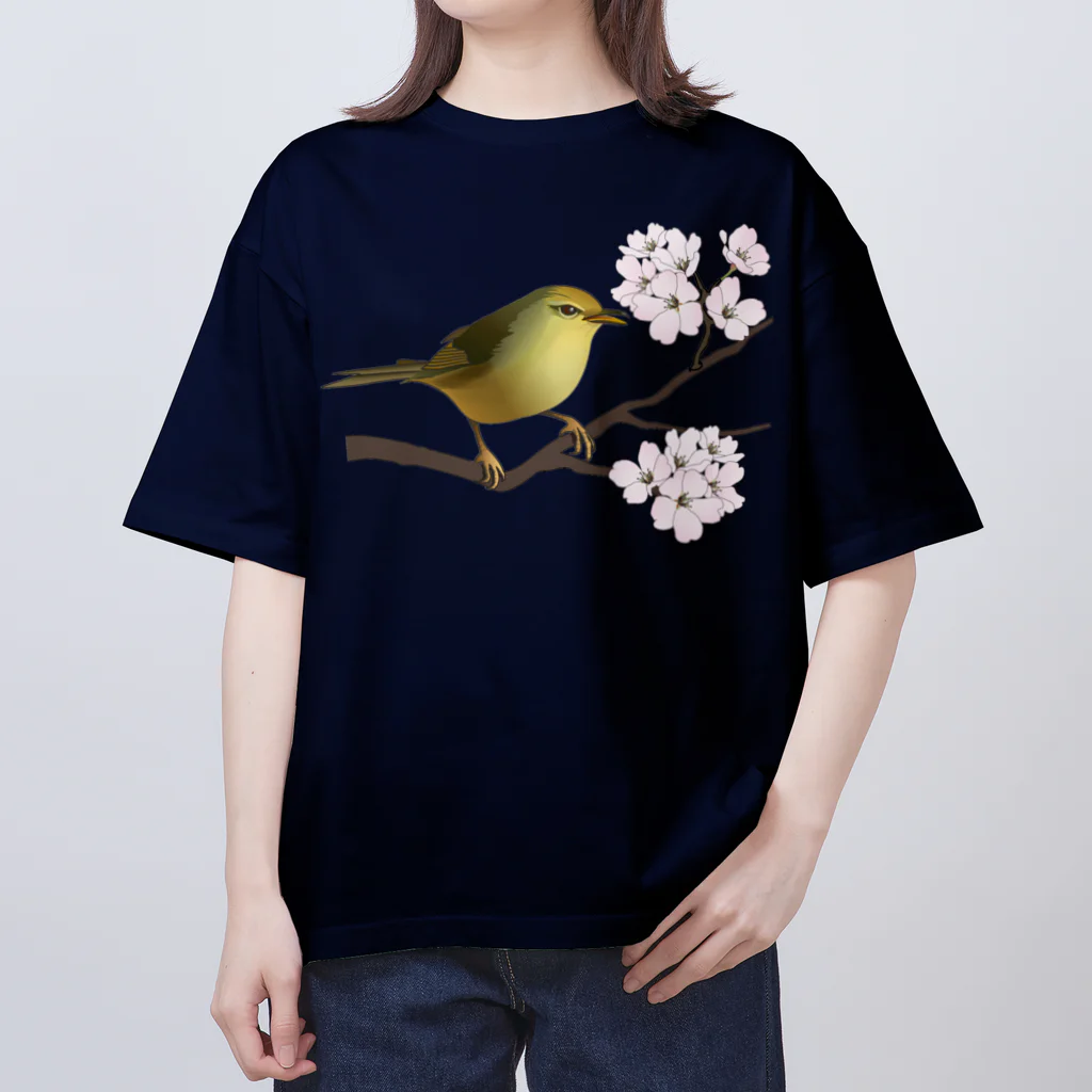 yamame1000ninの桜にウグイス オーバーサイズTシャツ