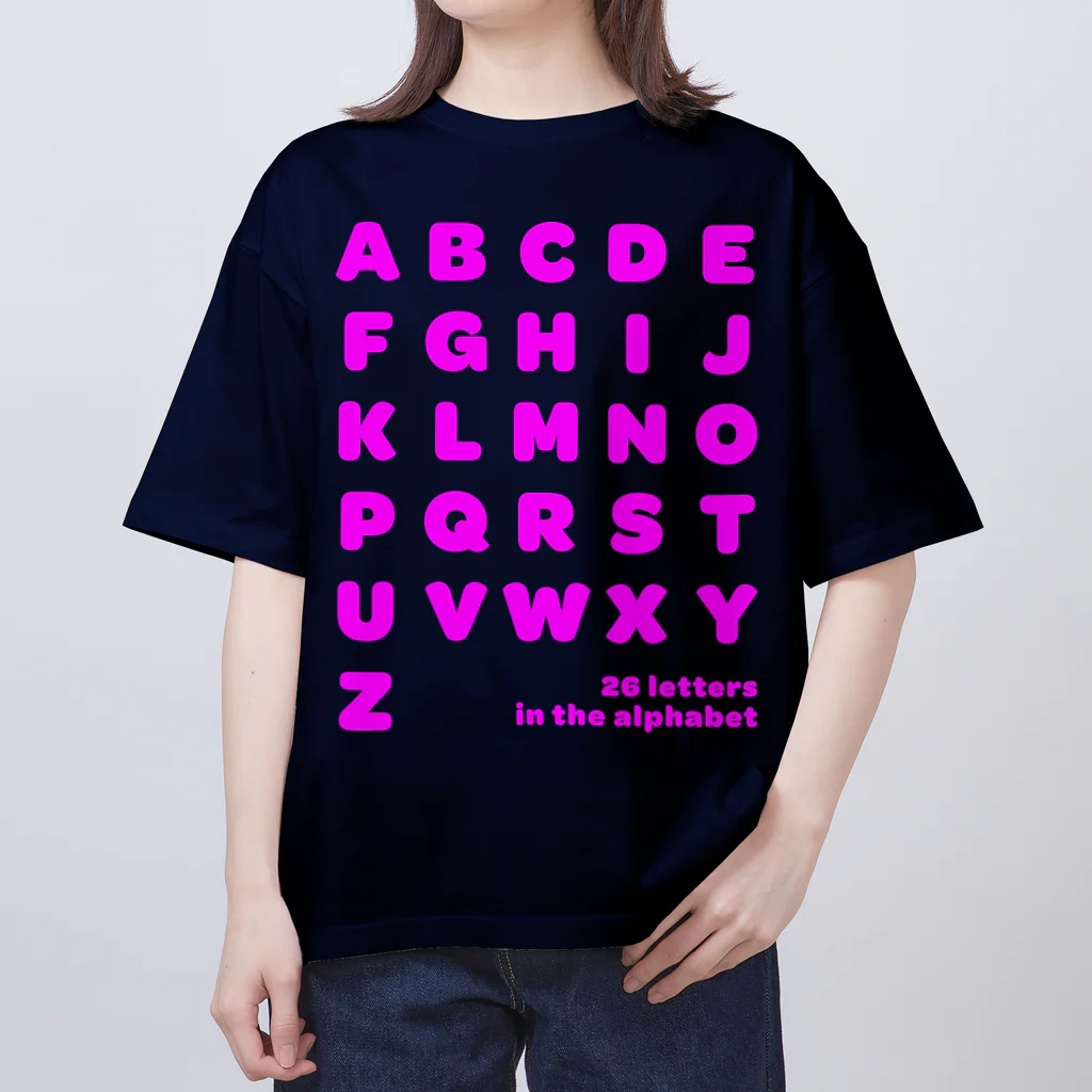 PyriteDesignの26 letters in the alphabet【Tshirt】【Design Color : Pink】【Design Print : Front】 オーバーサイズTシャツ