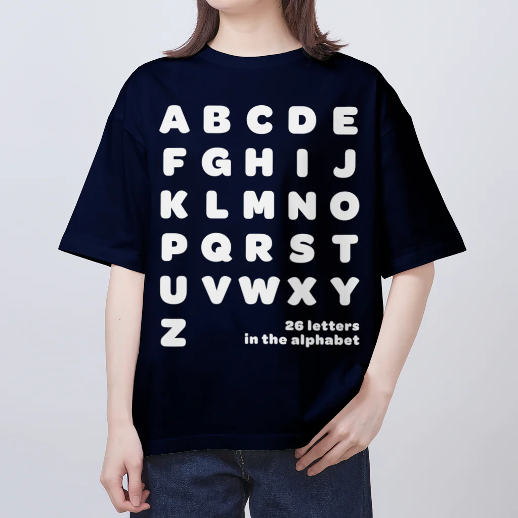 PyriteDesignの26 letters in the alphabet【Tshirt】【Design Color : White】【Design Print : Front オーバーサイズTシャツ