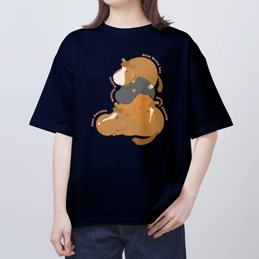 Loveuma. official shopのまんまるおデブうま by AERU オーバーサイズTシャツ