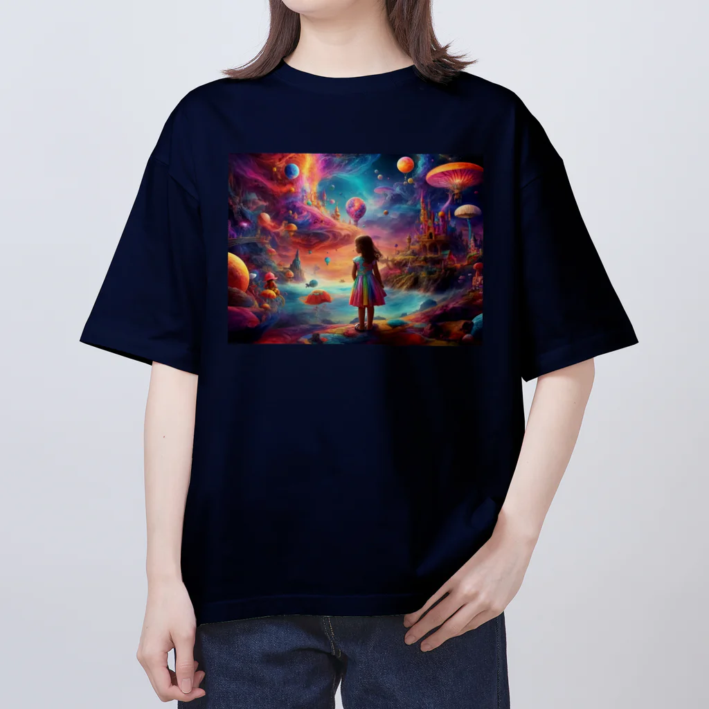 🔥AI art shop🔥の幻想的な世界にいる少女 Oversized T-Shirt