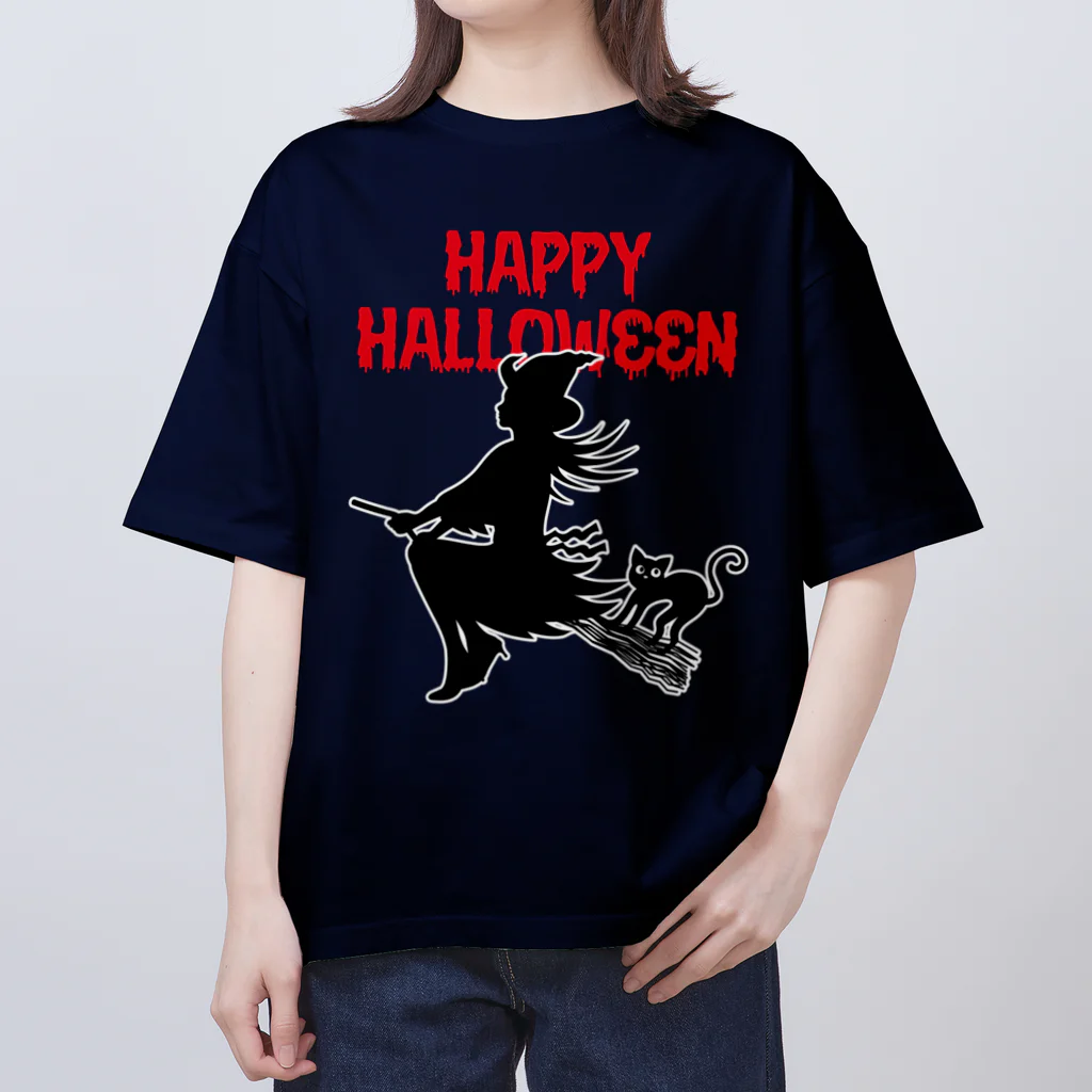 ねこふんじゃダメの魔女っ子猫のハッピーハロウィン オーバーサイズTシャツ