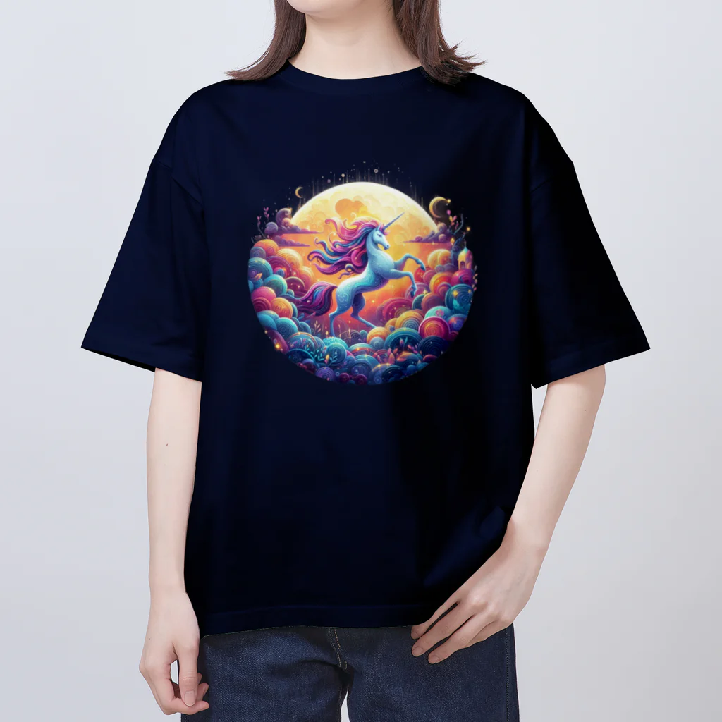 HMTの幻想馬と月「fantasy horse and moon」 オーバーサイズTシャツ