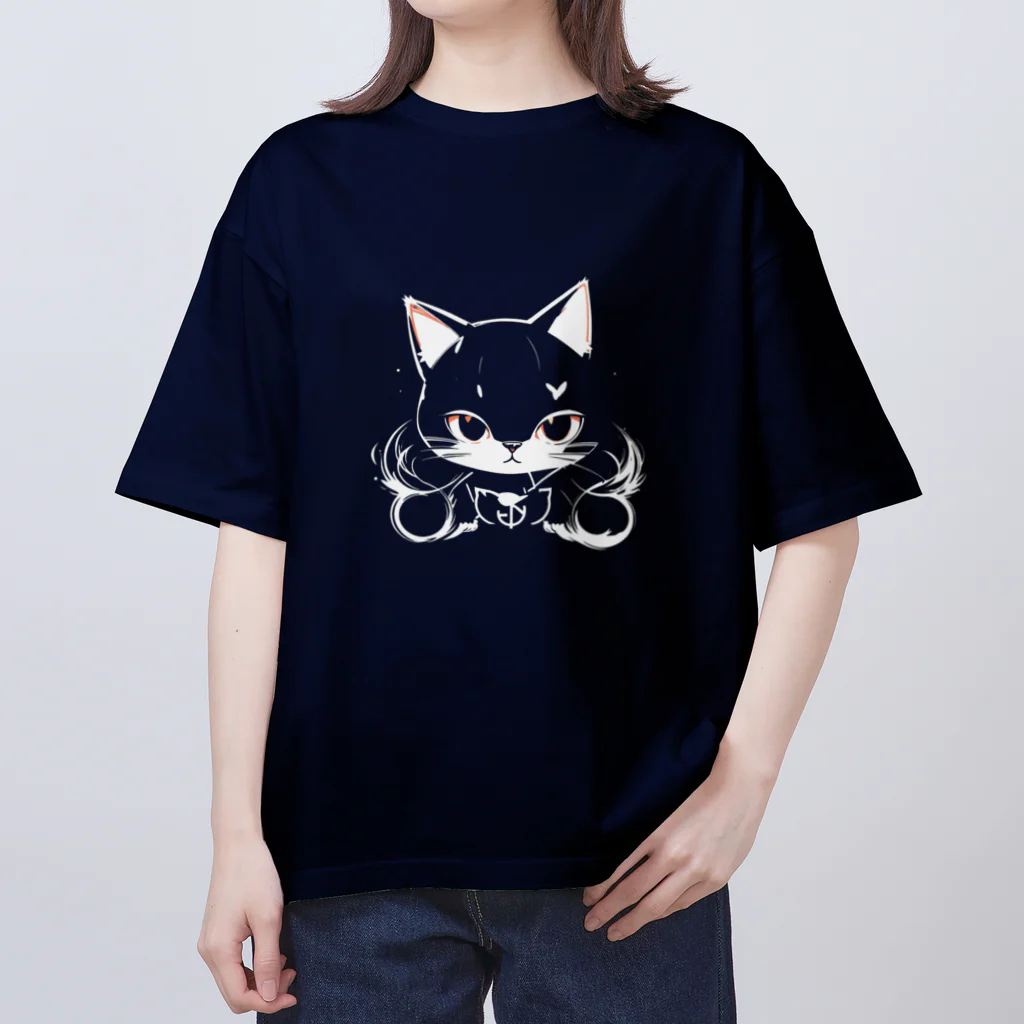 WshopTYの後ろの色に塗られるねこさん オーバーサイズTシャツ