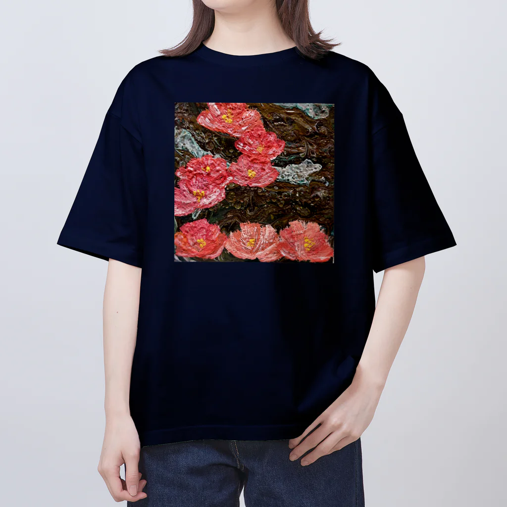 ネコカナの古井戸アート・徒花 オーバーサイズTシャツ