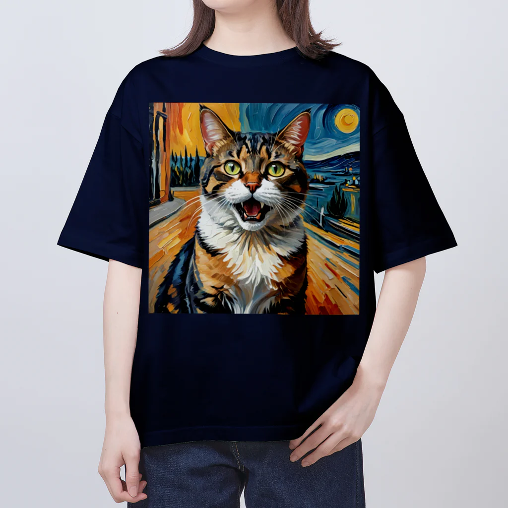 F2 Cat Design Shopのニャンコの叫 001 オーバーサイズTシャツ